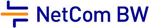 Netcom BW Logo: schwarzer Schriftzug auf weißem Hintergrund, links stilisierte Darstellung eines Netzwerkes