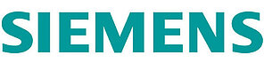 Siemens Logo: Türkiser Schriftzug auf weißem Hintegrund