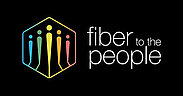 Fiber to the people Logo: weißer Schriftzug auf schwarzem Grund, links eine Raute mit stilisierten Personen in verschiedenen Farben