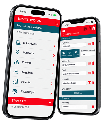 Zwei Smartphones zeigen die SiteTracker App